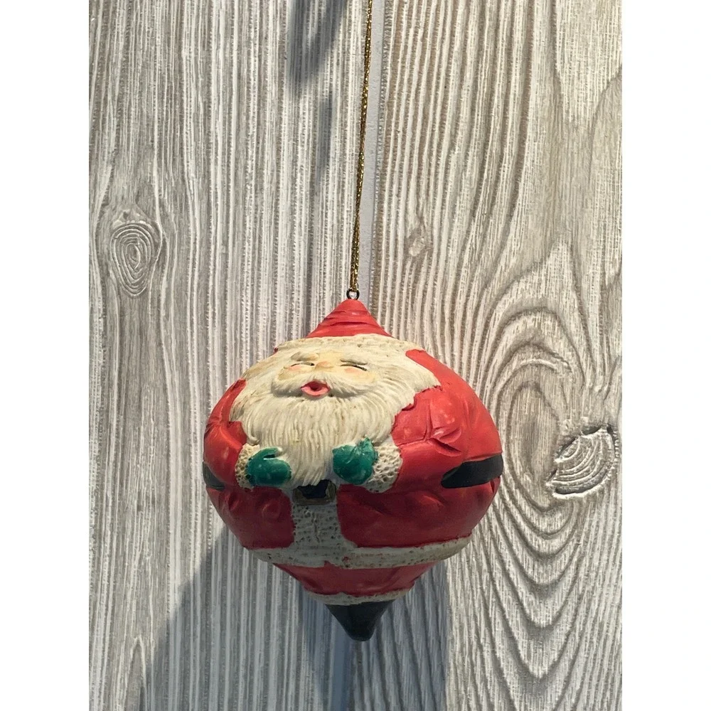 Santa Claus Christmas Ornament Red White Green Vintage Style Holiday Decor